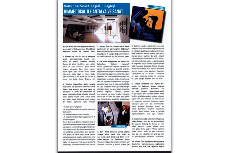 Aspendos Rotary Club Dergisi Kültür Ve Sanat Köşesi Söyleşi Himmet Öcal ile Antalya Ve Sanat